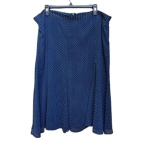 Sag Harbor Plus Full Skirt Dark Blue Polka-Dots Knee-Length Lightweight